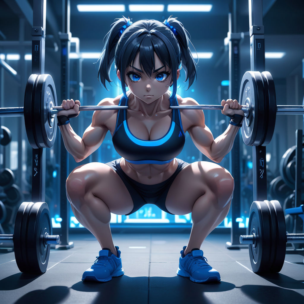 Beautiful fitness anime gym girl