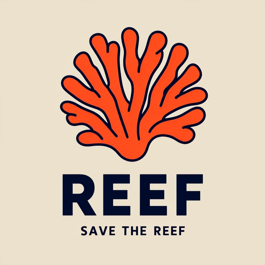 Vibrant Coral Save The Reef Minimalist Logo Design