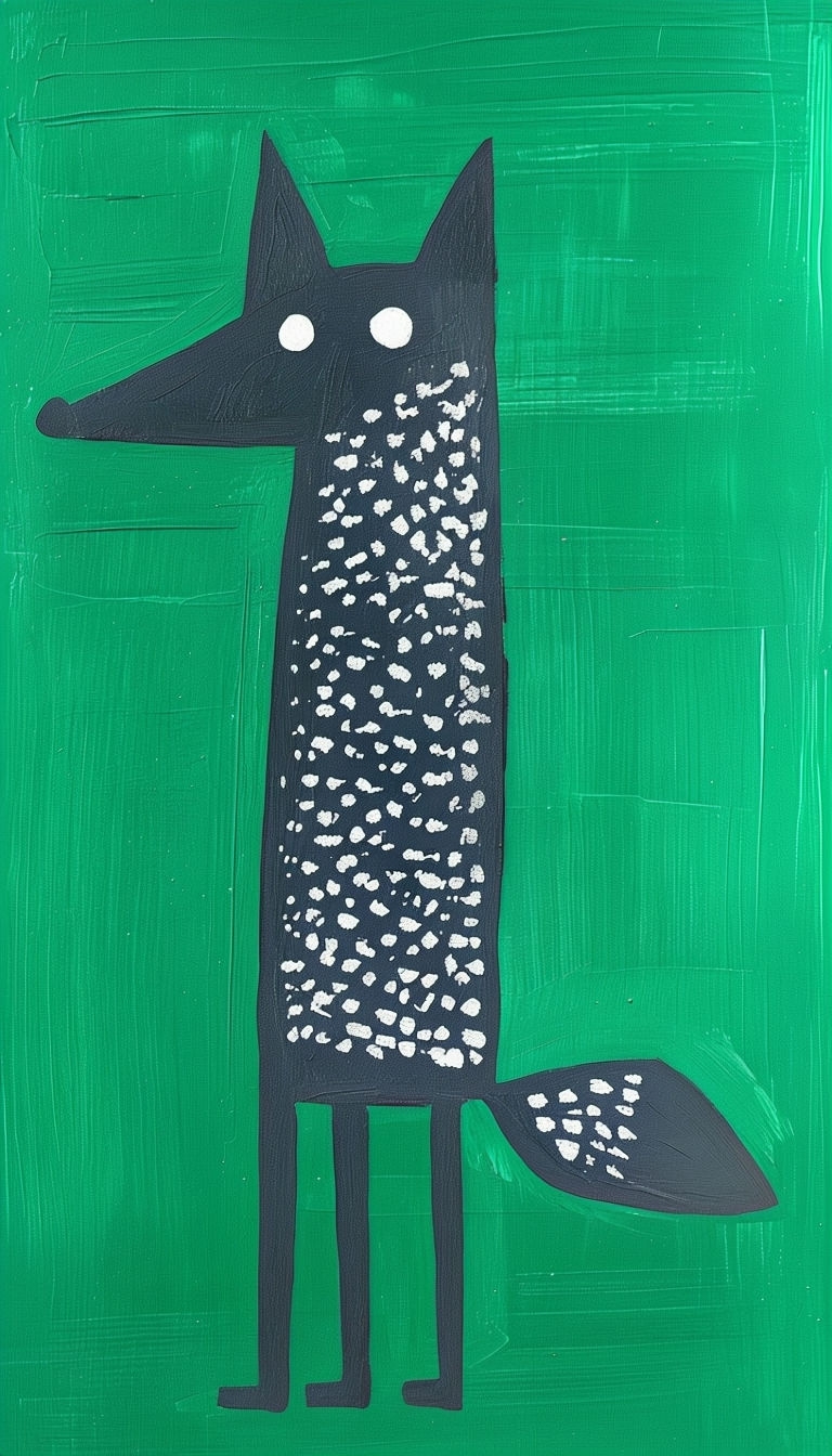 Vibrant Abstract Fox Illustration with Textured Background Mobile Wallpaper