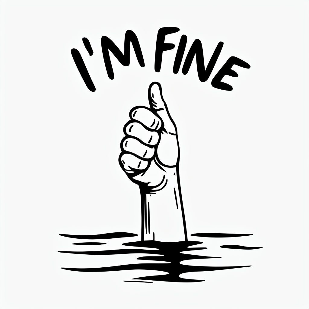 Cartoon Thumbs-Up Hand Gesture with I'm Fine Text Mug Design