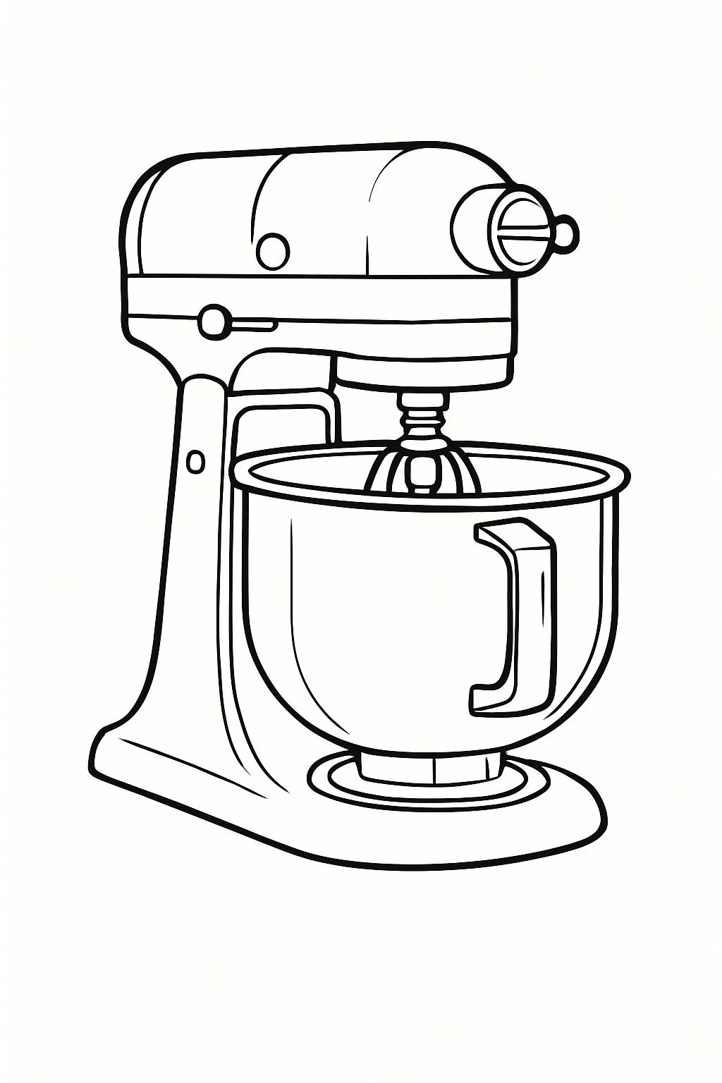 Detailed Line Drawing of Kitchen Mixer Illustration Coloring Book Pages