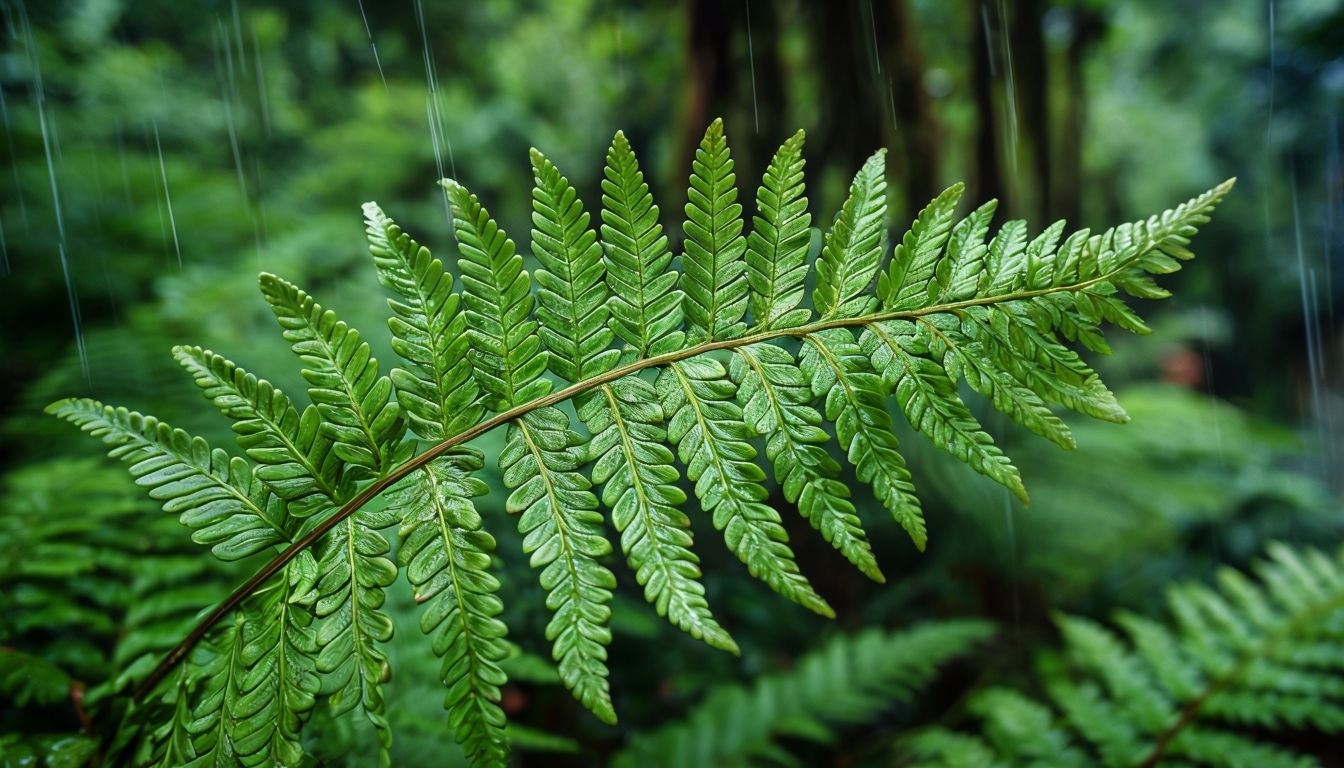 Vibrant Close-Up Fern Frond Photography for Virtual Backgrounds