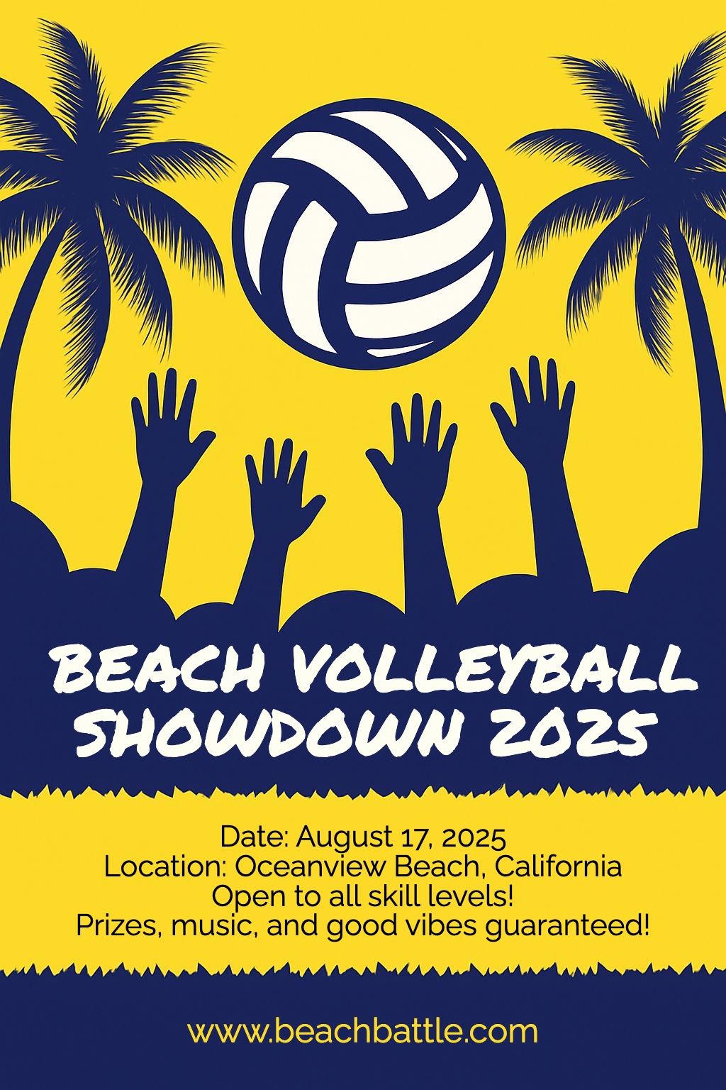 Vibrant Beach Volleyball Showdown 2025 Promotional Poster Flyer