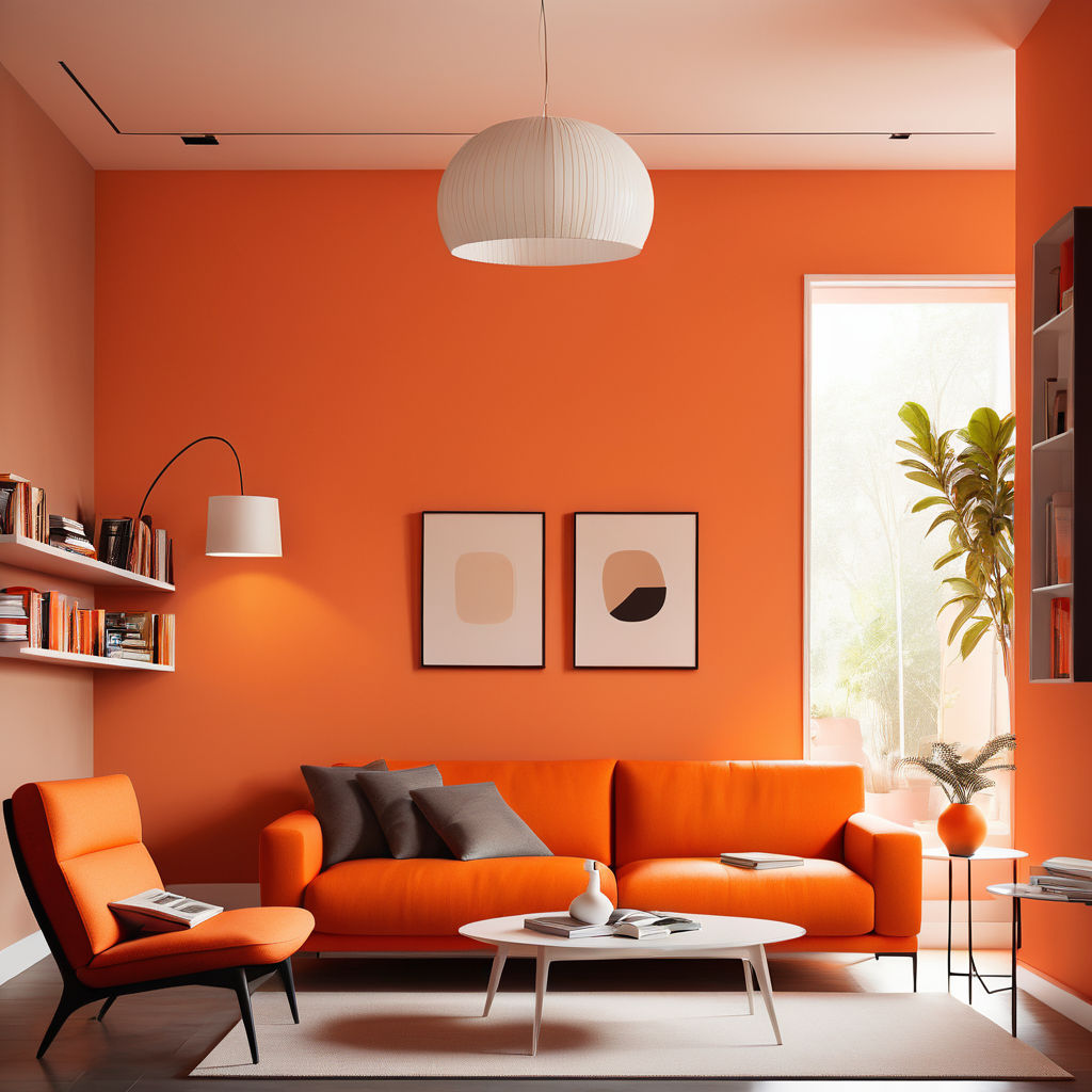 The image portrays a modern and stylish living room setup ex... by Hồ