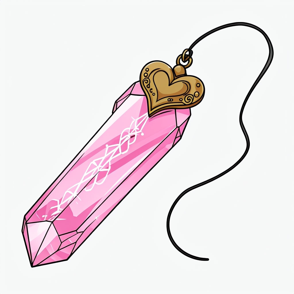 Elegant Pink Crystal Pendant with Heart Detail Sticker