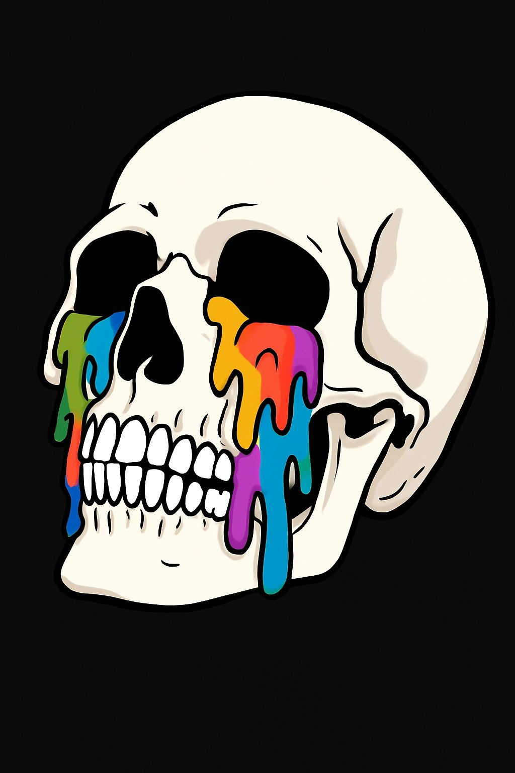 Vibrant Skull Art with Colorful Dripping Paint T-shirt