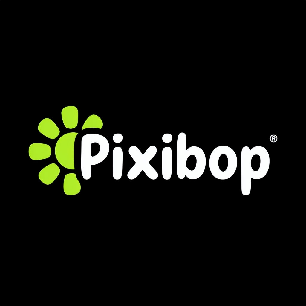 Playful Pixibop Logo Design with Abstract Starburst Element Logo