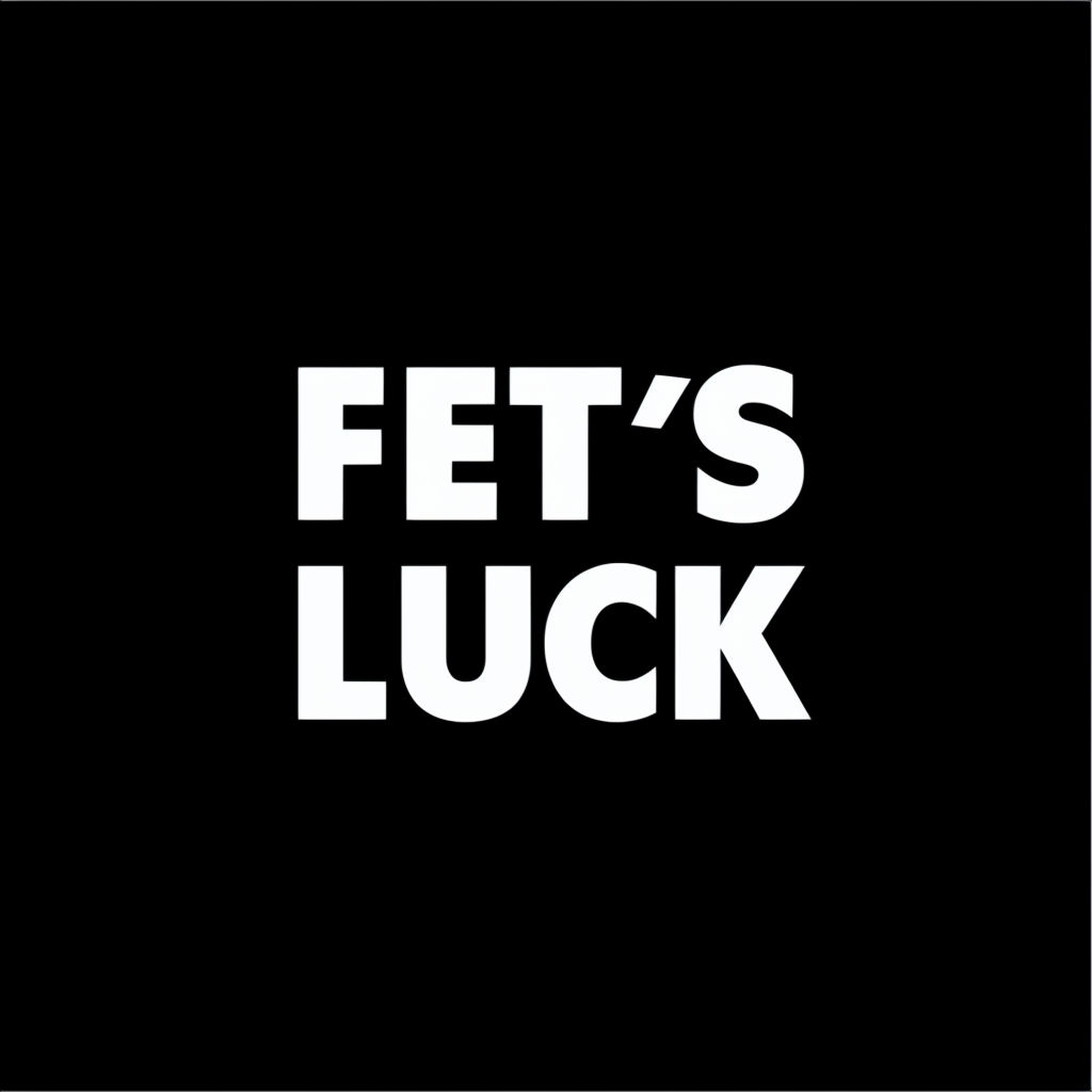Minimalist Black and White FET'S LUCK Text Sticker