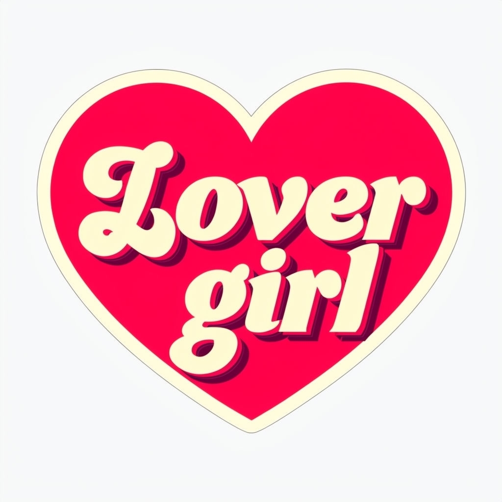 Vibrant Red Heart with 'Lover Girl' Retro Text Design Mug