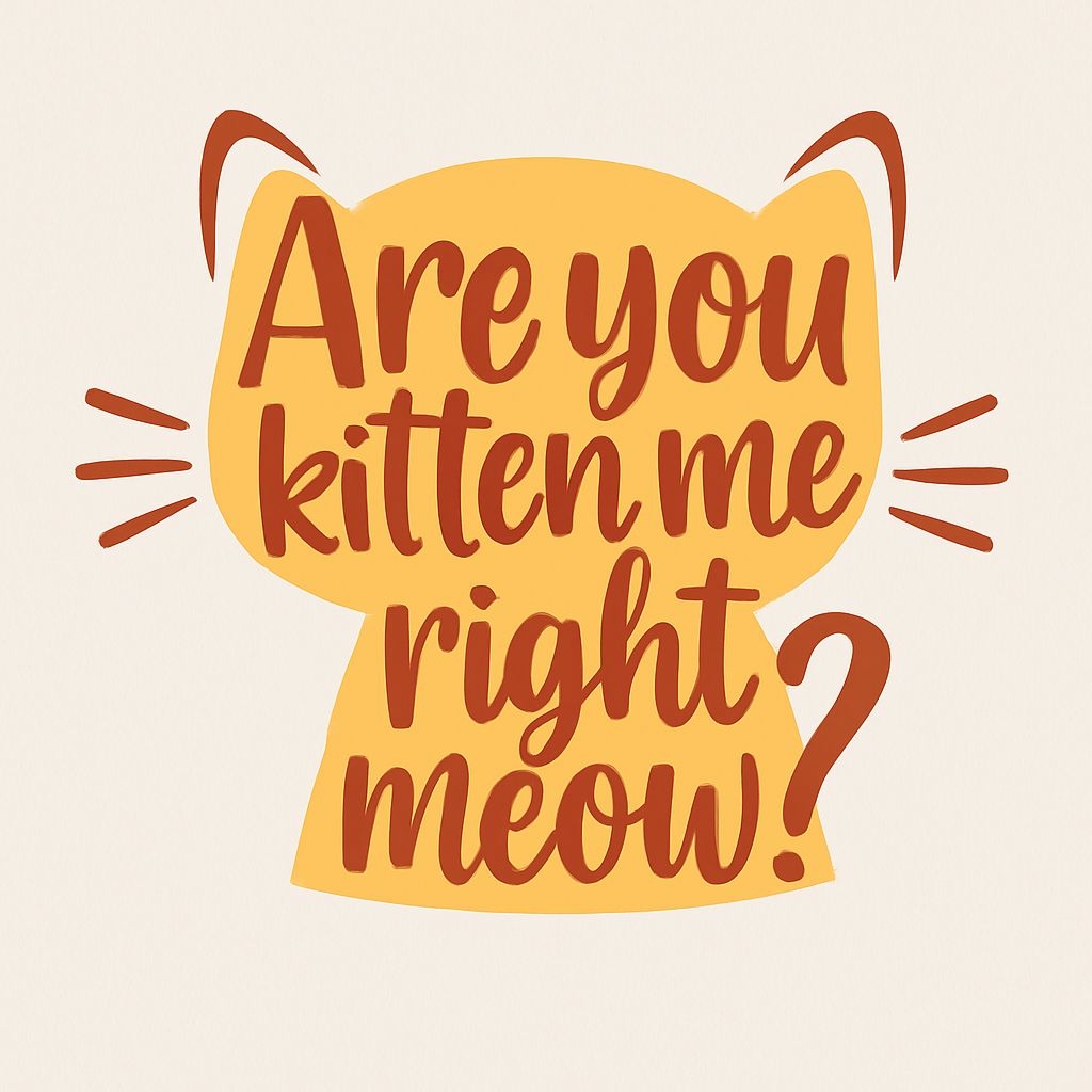 Playful Amber Cat Silhouette with Humorous Text Sticker
