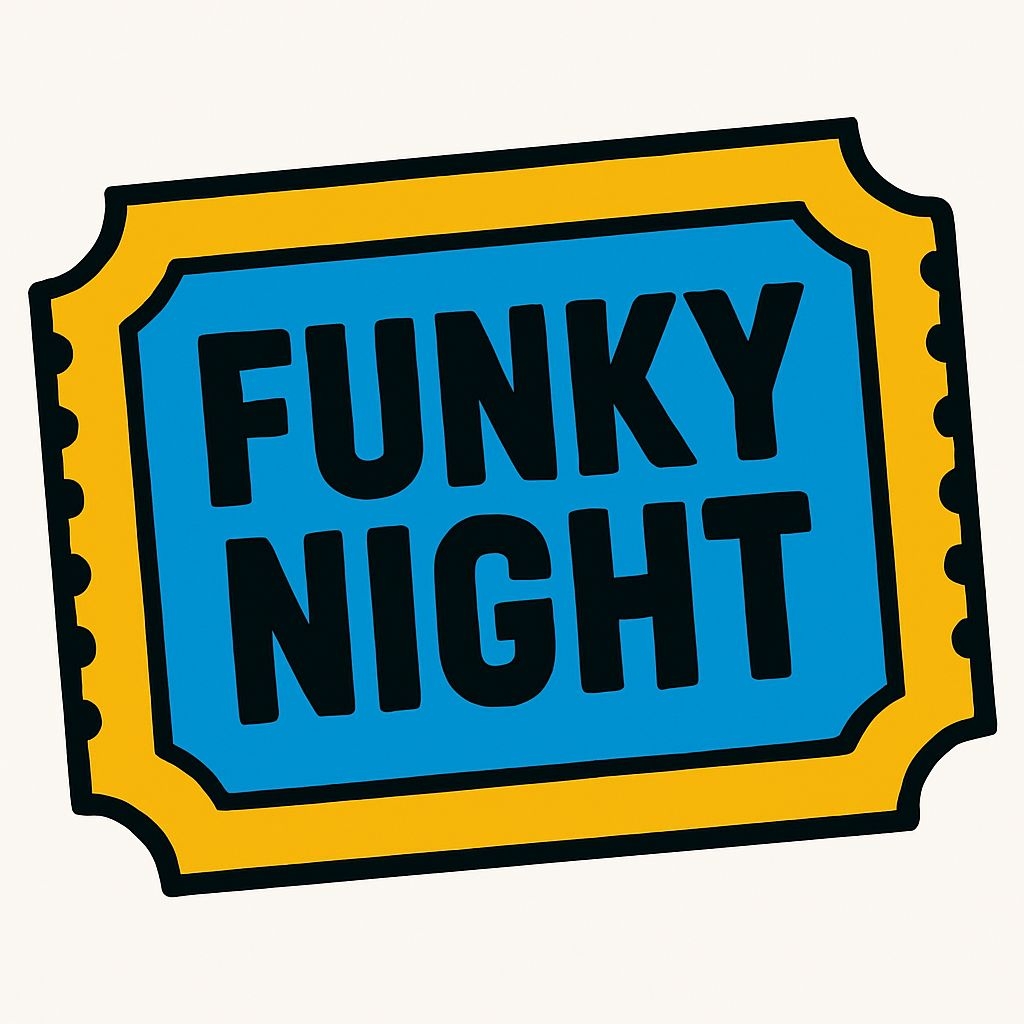 Vibrant Funky Night Vintage Ticket Graphic Sticker