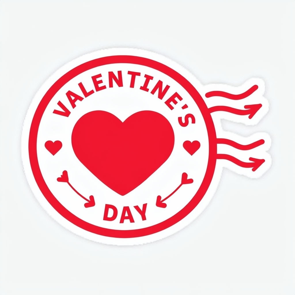 Valentine's Day Heart Postage Stamp Sticker Design