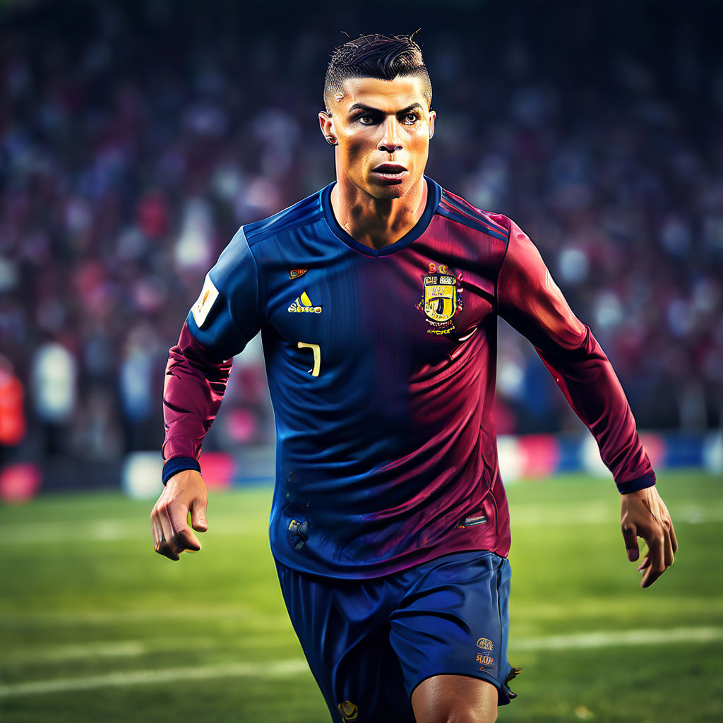 Cristiano Ronaldo wearing a Barcelona shirt Playground