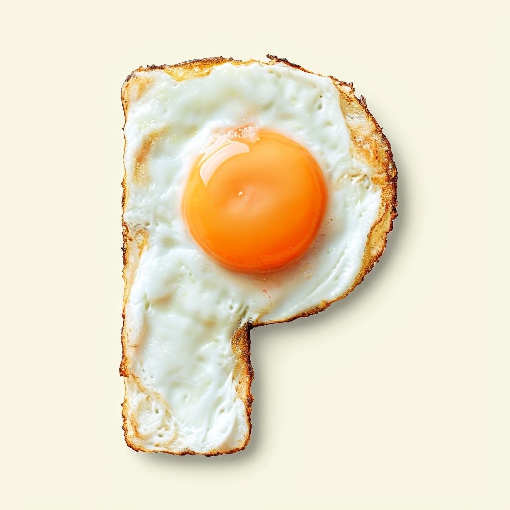 Whimsical Fried Egg Monogram 'P' Art