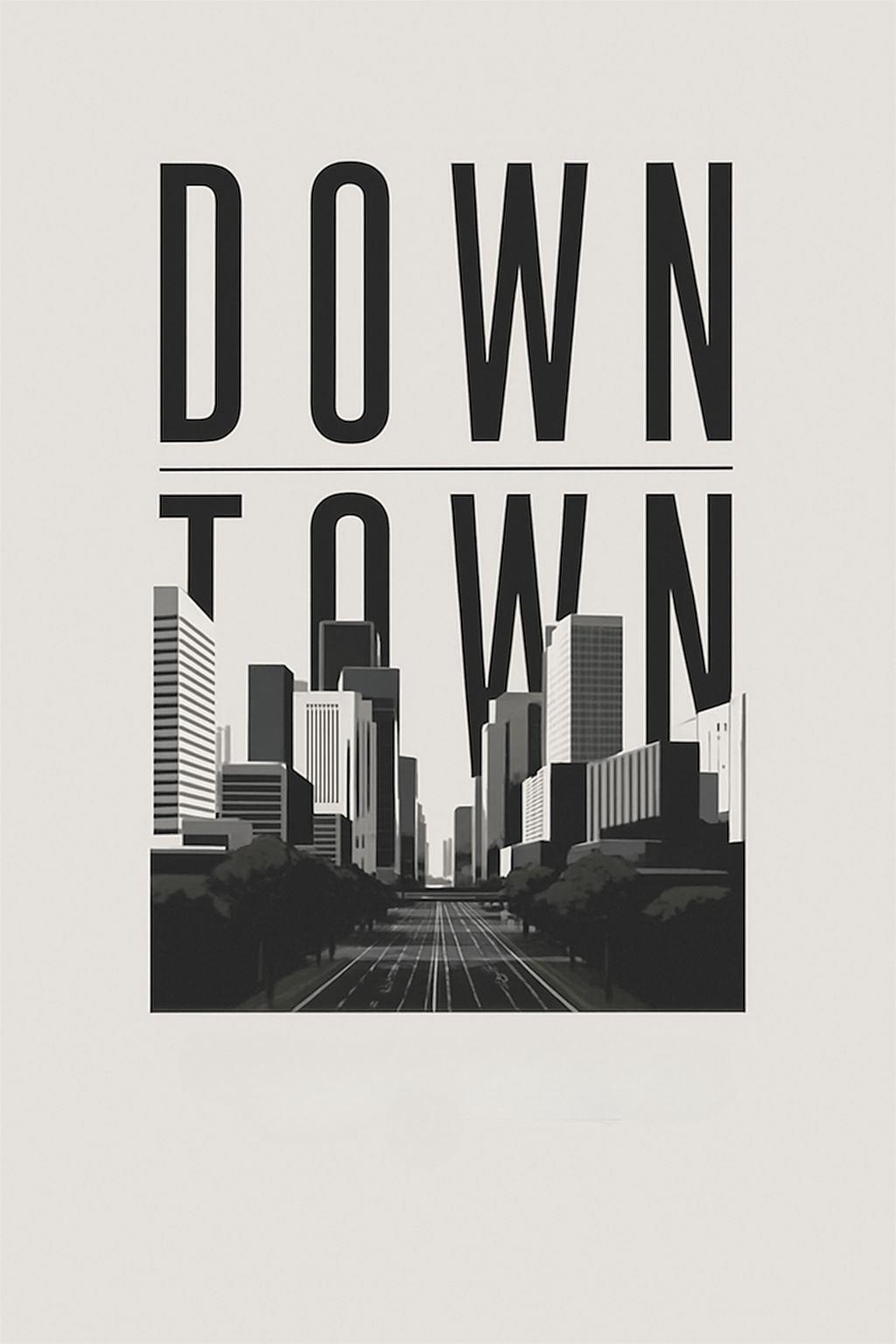 Minimalist Urban Landscape Downtown Graphic T-Shirt
