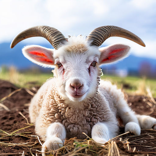 Lamb laying down with 7 horns by A Souldier - Playground