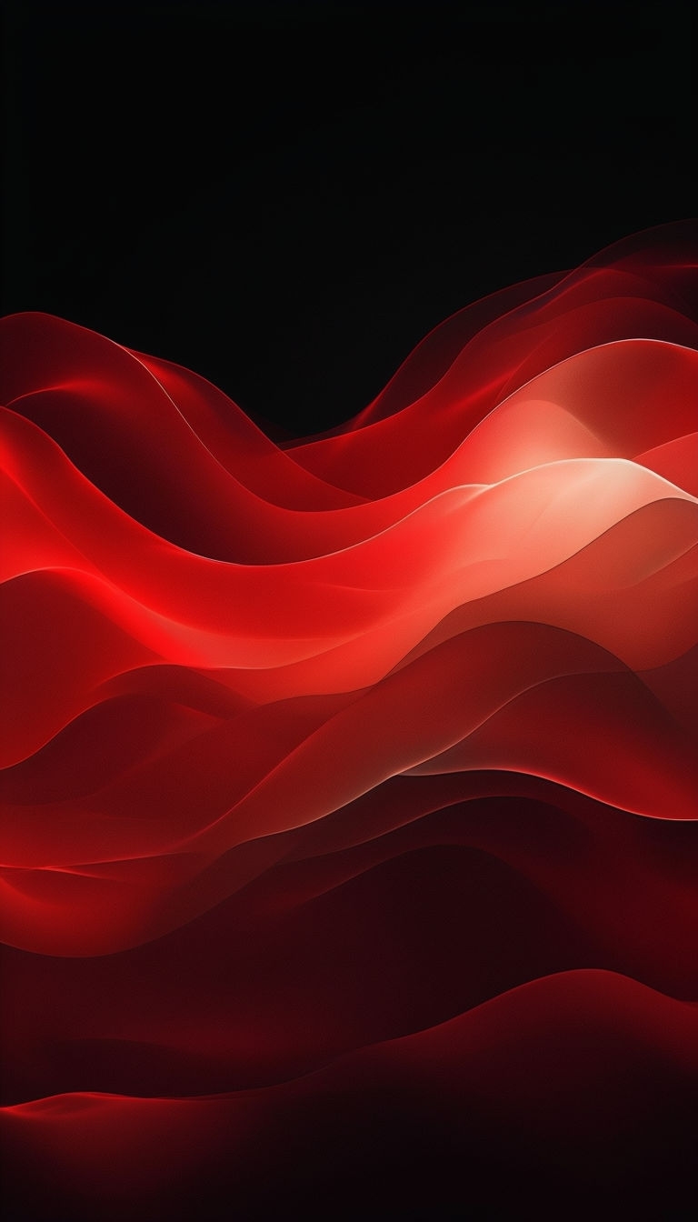 Dynamic Deep Red Waves Abstract Art Mobile Wallpaper