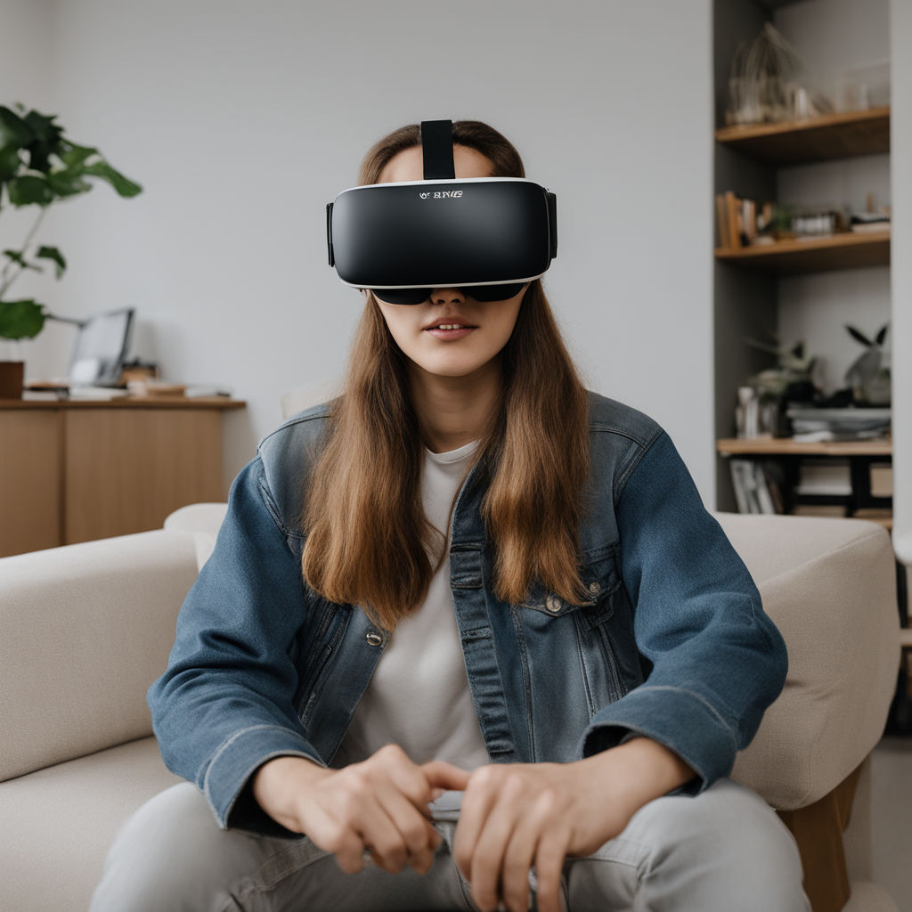 Hot girl in a vr headset with brown hair