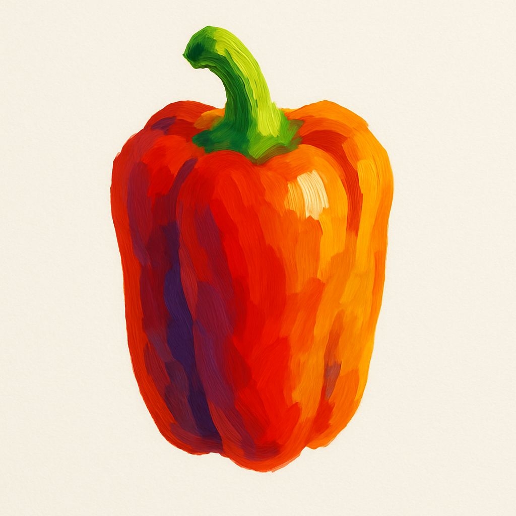 Vibrant Bell Pepper Digital Painting with Glossy Finish Sticker