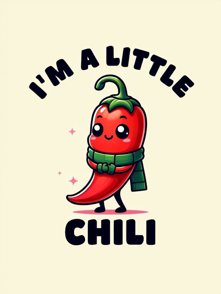 Cheerful Cartoon Chili Pepper Character T-Shirt