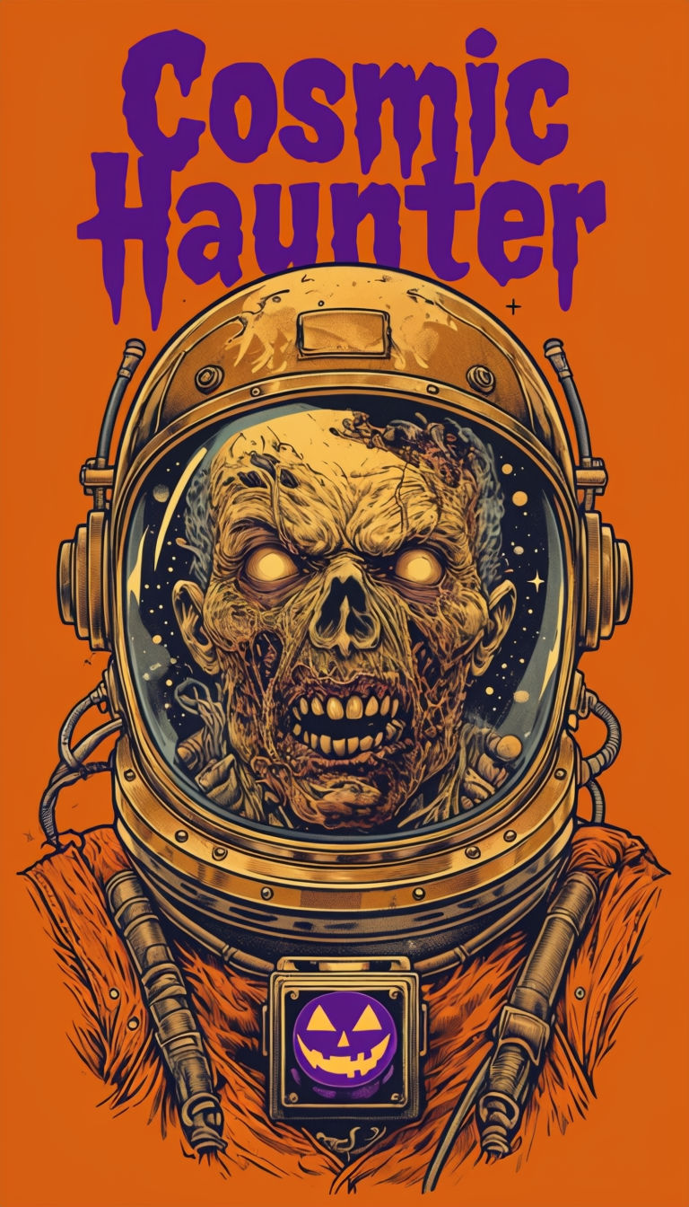 Cosmic Haunter Zombie in Vintage Space Helmet Art