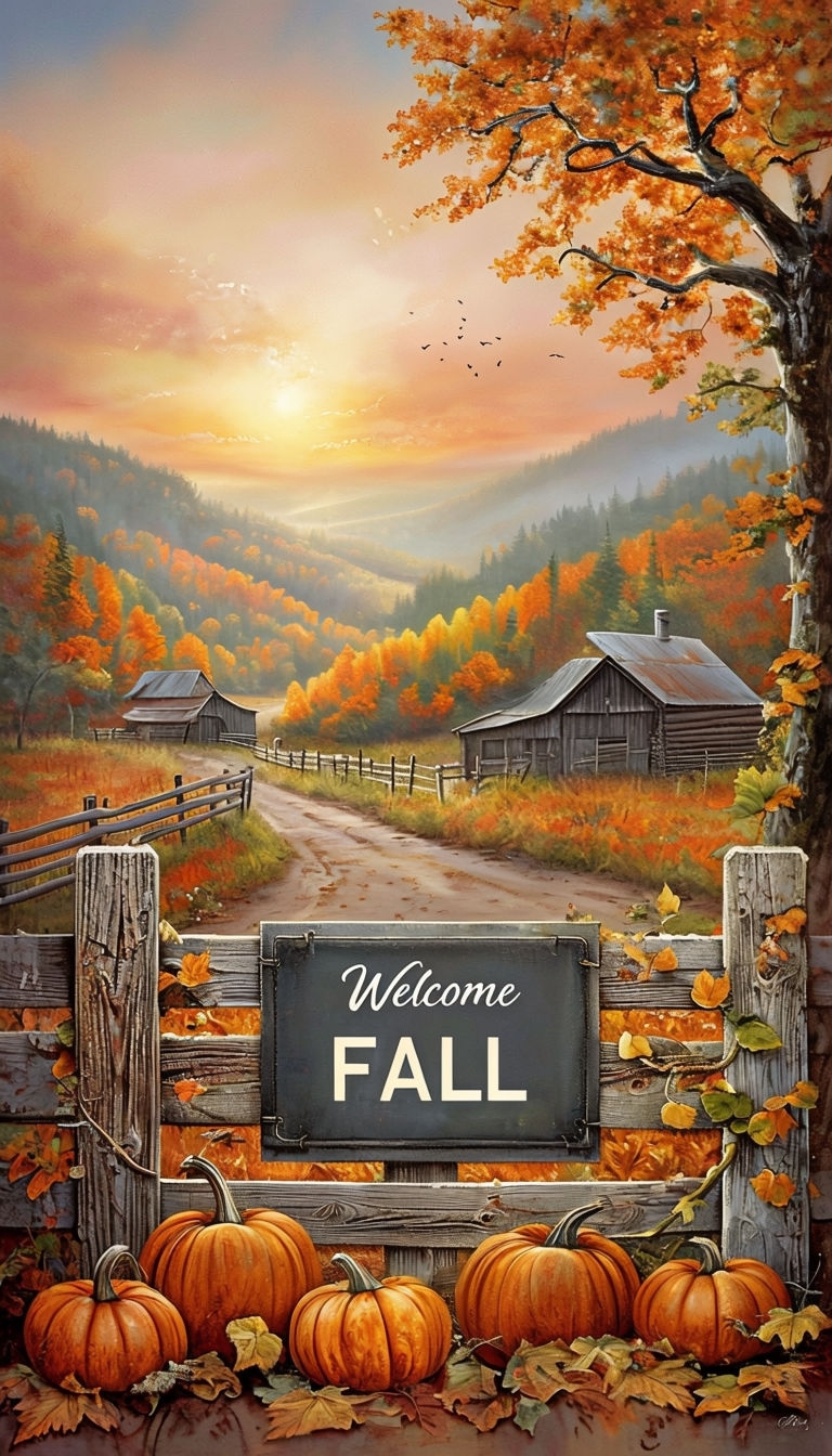 Warm Autumn Welcome Landscape Painting Poster