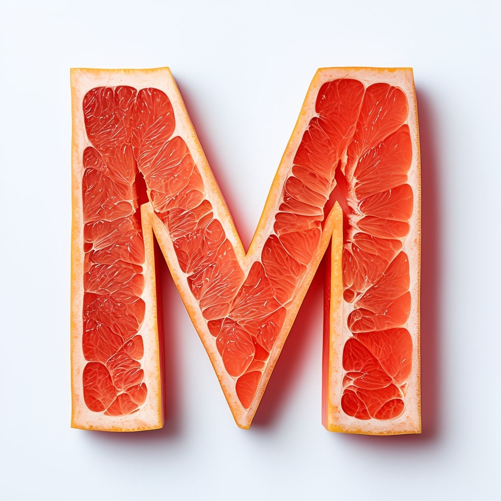 Grapefruit Slice Monogram Letter M Design Art Print Monogram