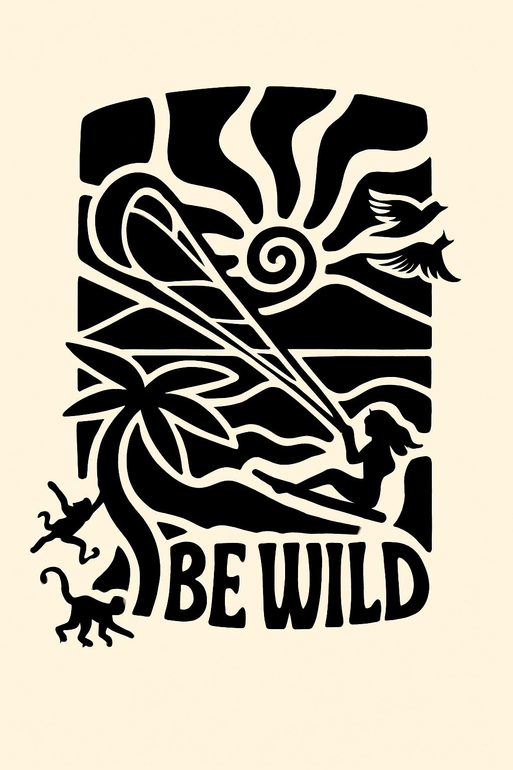 Be Wild Abstract Tropical Scene Graphic T-Shirt
