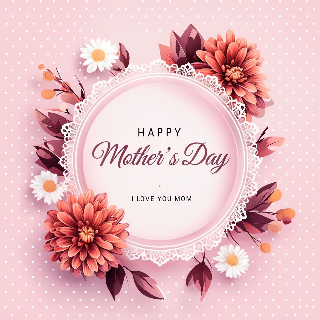 Elegant Mother's Day Floral Design with Lace Frame Social Media Post