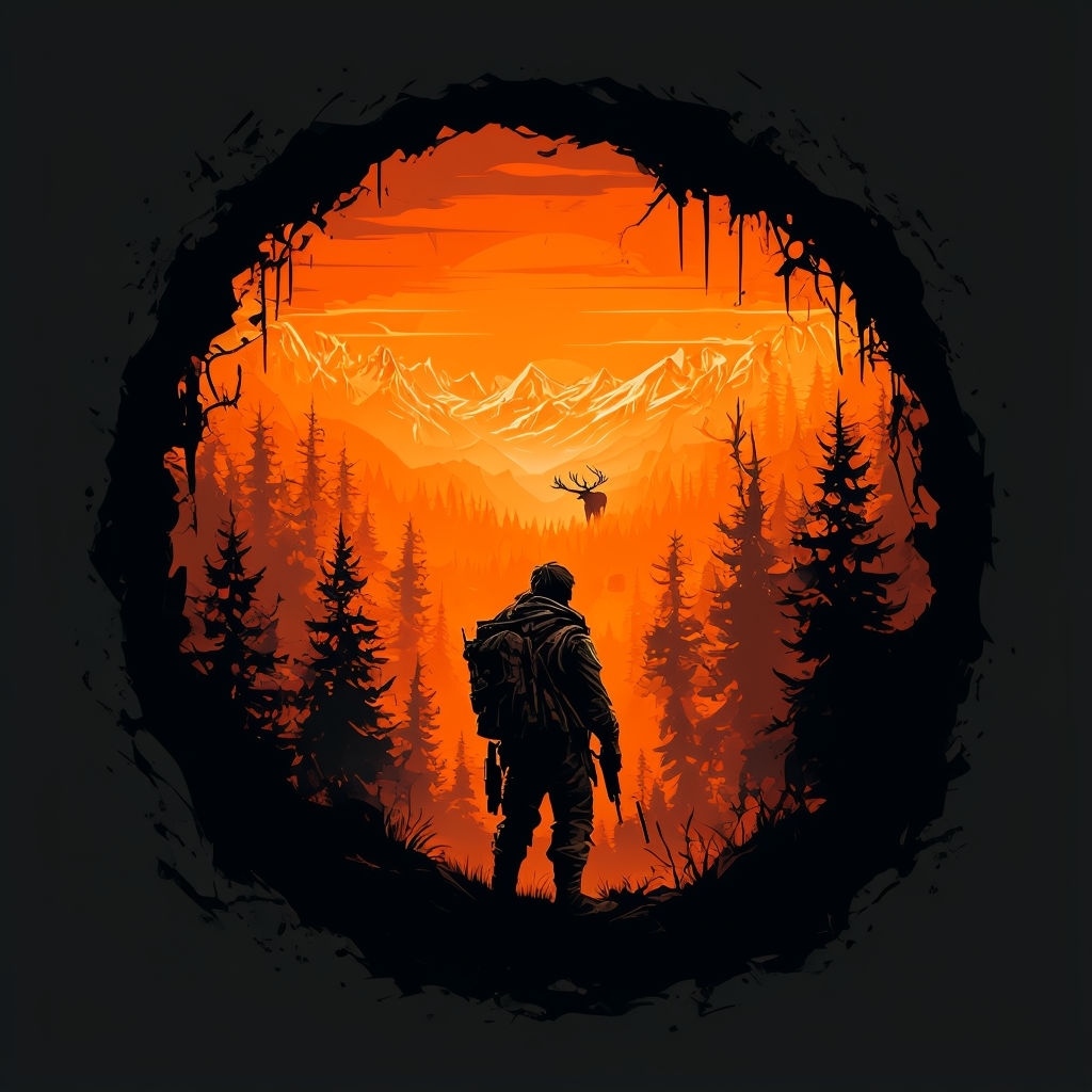 Adventure Awaits: Hunter and Stag Silhouette T-Shirt