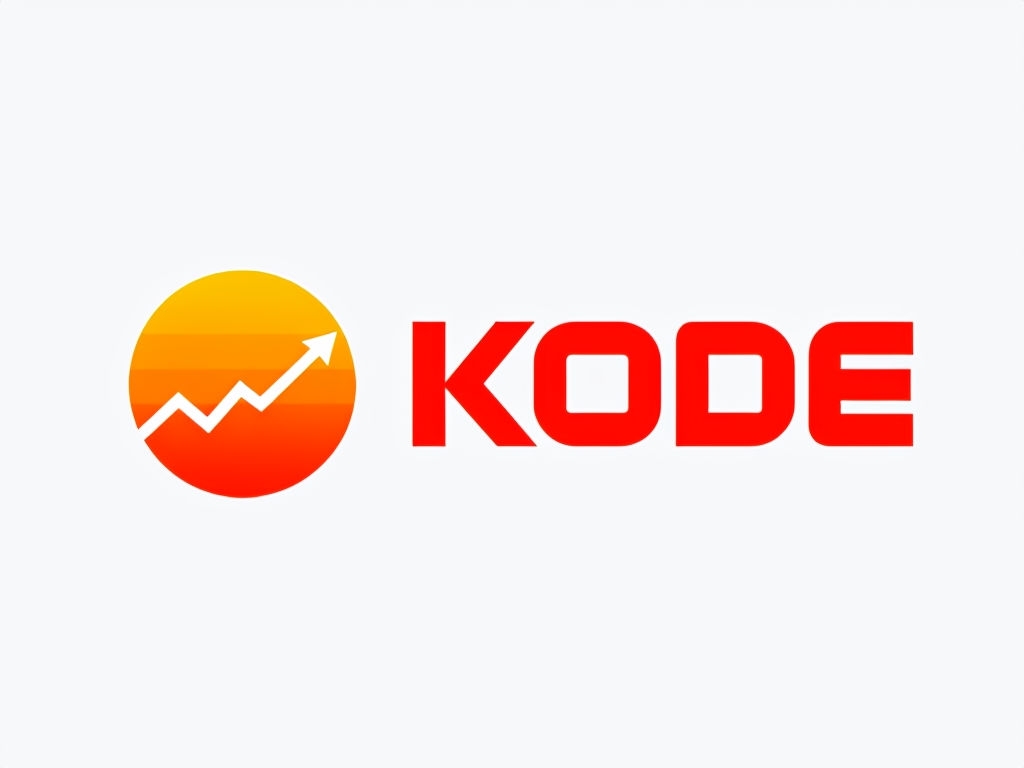 Modern Gradient KODE Logo Design with Ascending Line Graph