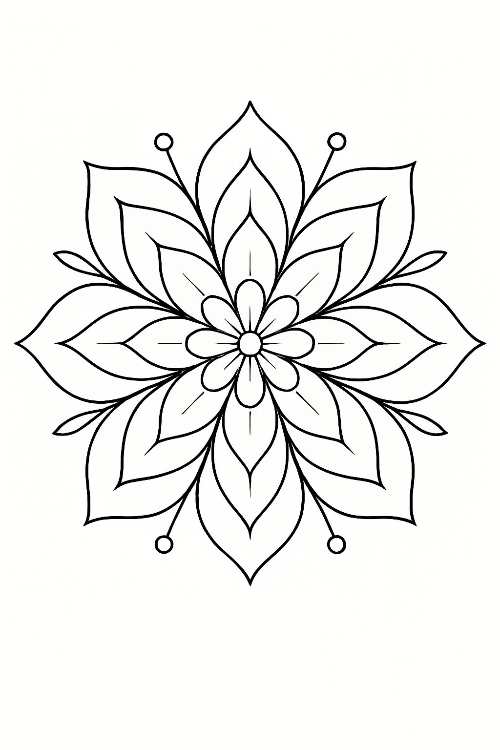 Intricate Black Floral Mandala Line Art for Coloring Book Pages