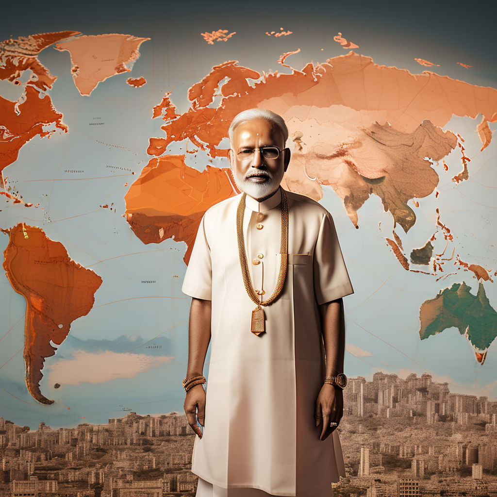 Narendra modi in front of india map by Velmurugan R - Playground