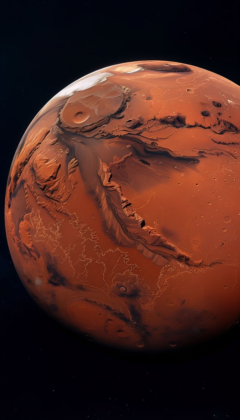 Stunning Hyperrealistic Close-Up of Mars in Deep Space Mobile Wallpaper