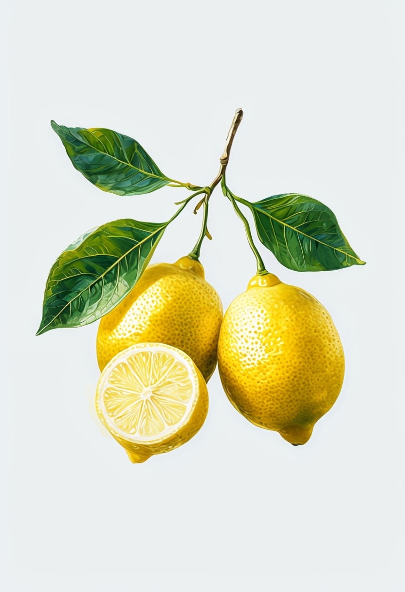 Vibrant Lemon Sprig Digital Illustration T-Shirt