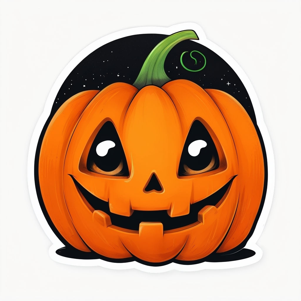 Whimsical Grinning Jack-O'-Lantern Cartoon Sticker