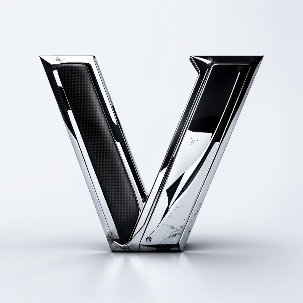 Sleek Carbon Fiber and Chrome V Monogram Design