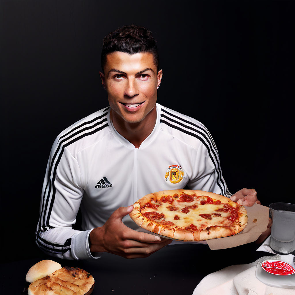 Cristiano Ronaldo eating a pizza by Yanis Zitouni - Playground