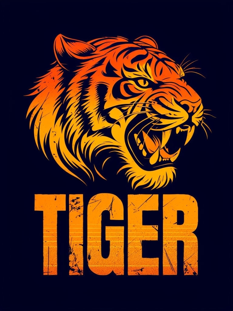 Fierce Roaring Tiger Head Graphic T-Shirt Design