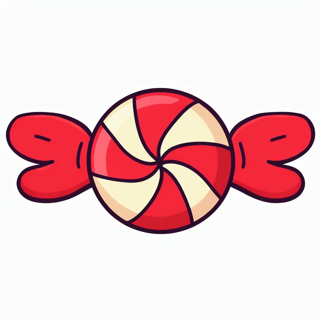 Colorful Cartoon Candy Illustration with Whimsical Design Sticker