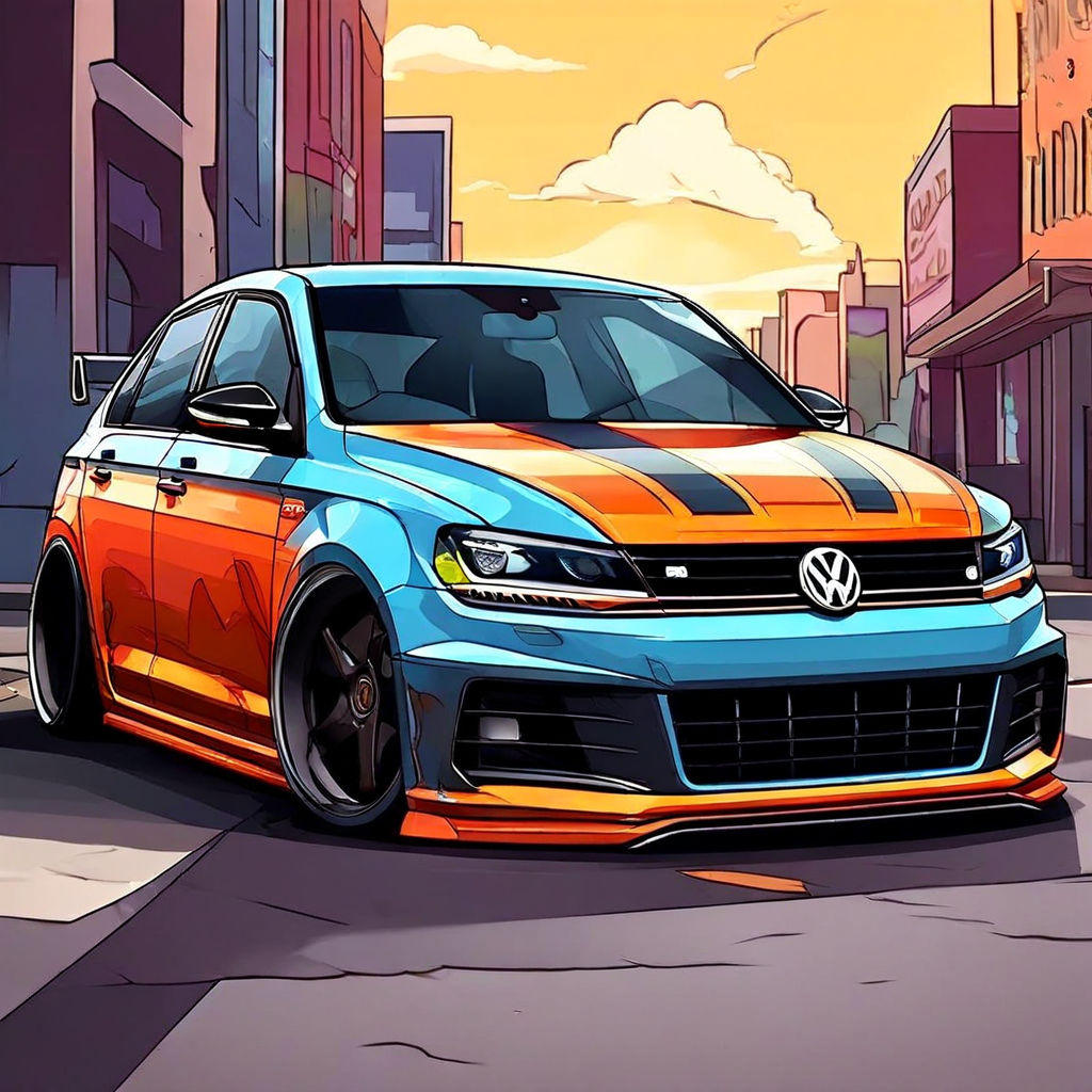 Cartoon style of 2017 Volkswagen Jetta street custom car by Mizzy State ...