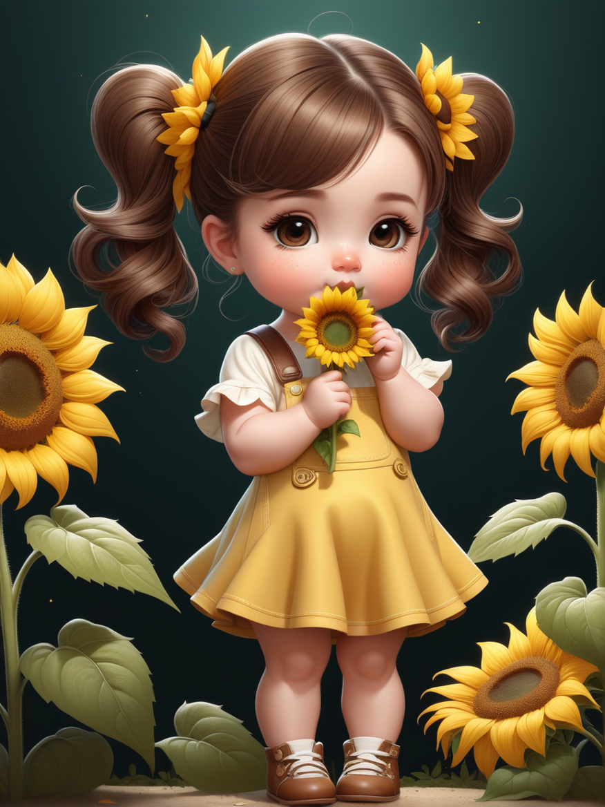 Full body of a cute baby chibi girl with freckles by Ingrid Michalke ...