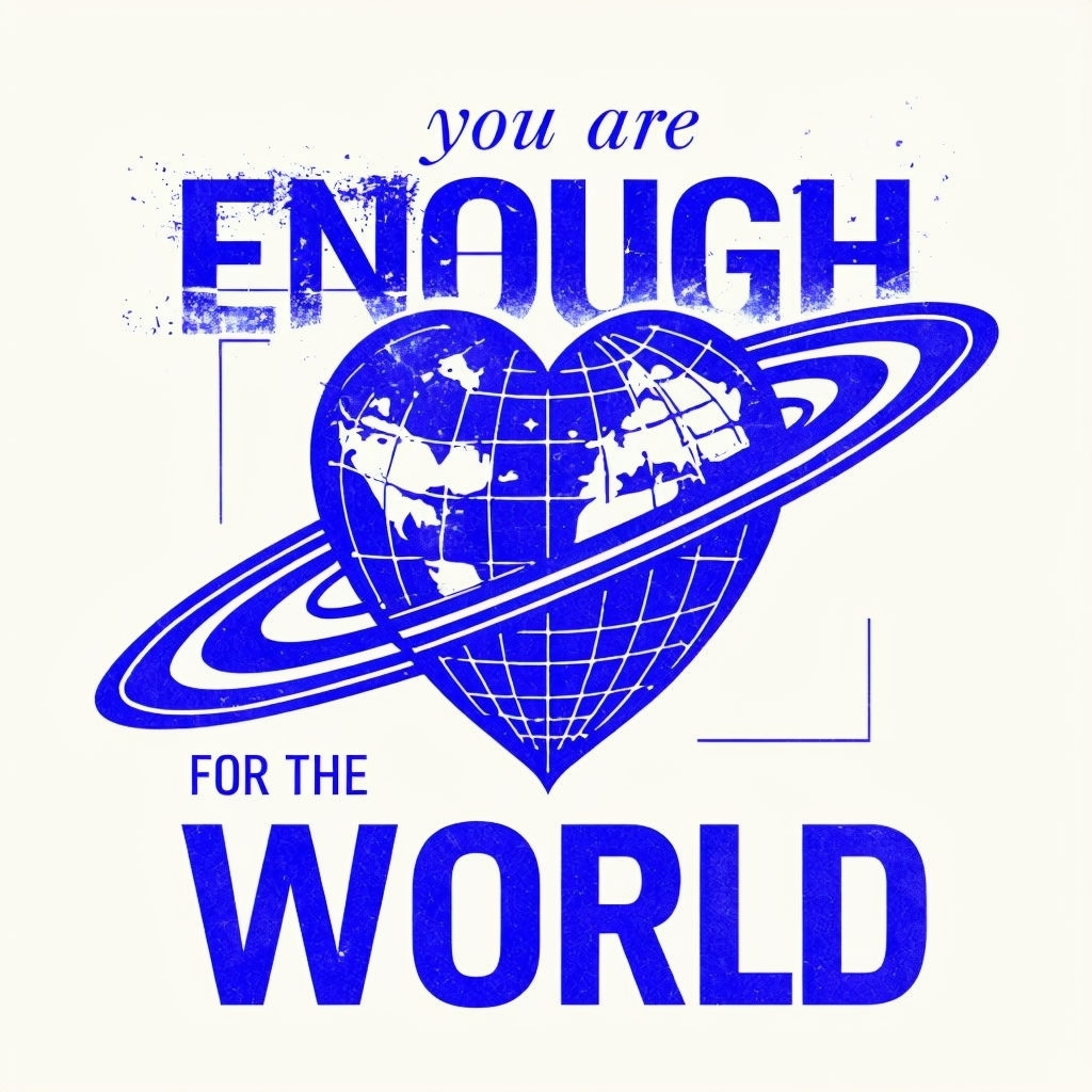 Motivational Heart Globe Illustration with Empowering Text Sticker
