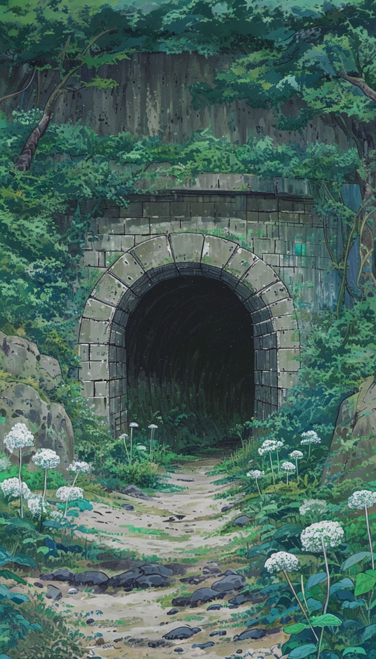 Mysterious Stone Tunnel Entrance in Japan Anime Art Phone Case Cover