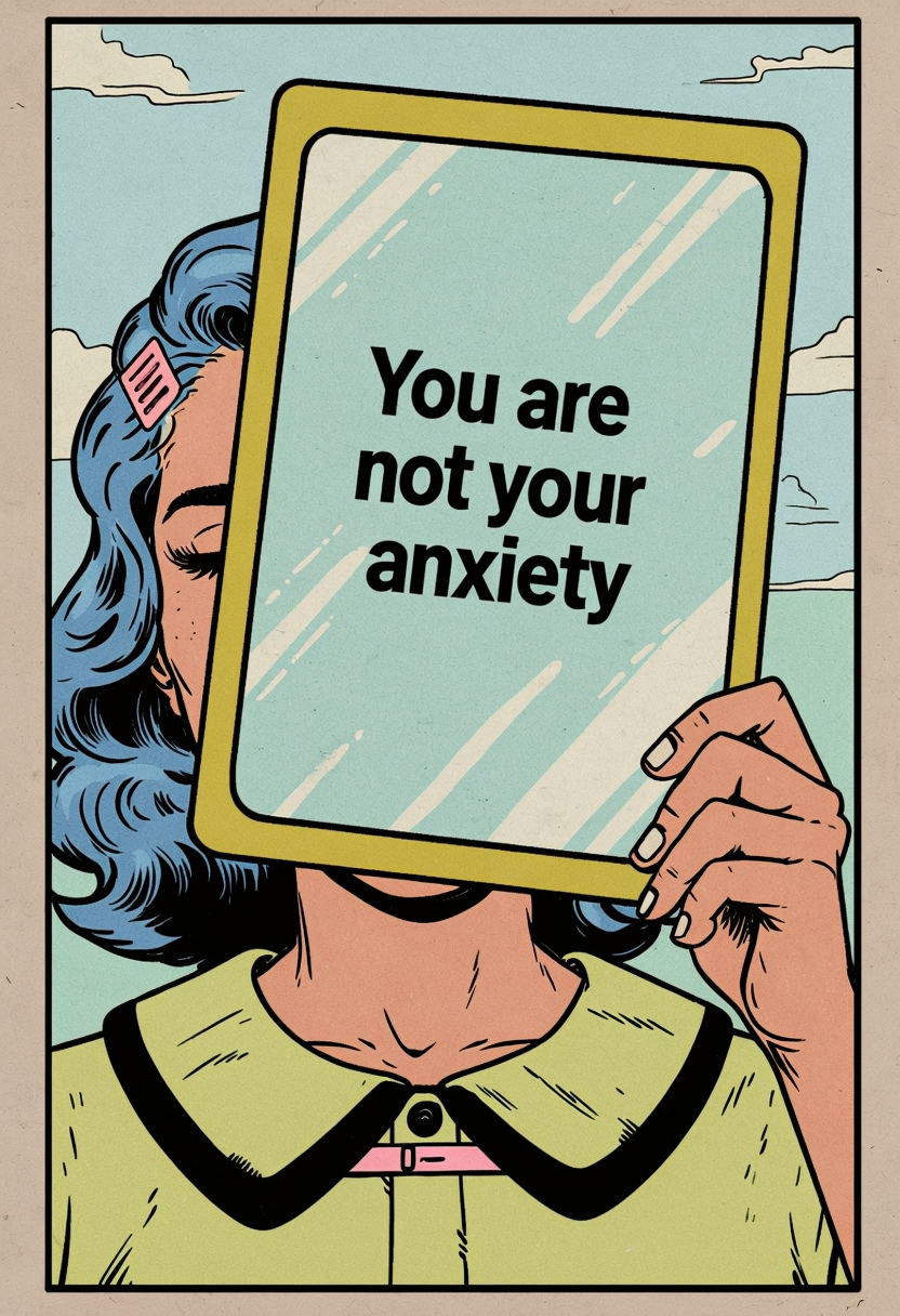 You Are Not Your Anxiety Vintage Comic Illustration Poster