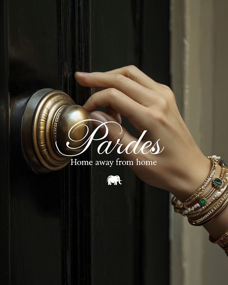 Elegant Hand Reaching for Brass Doorknob with Warm Invitation Ad