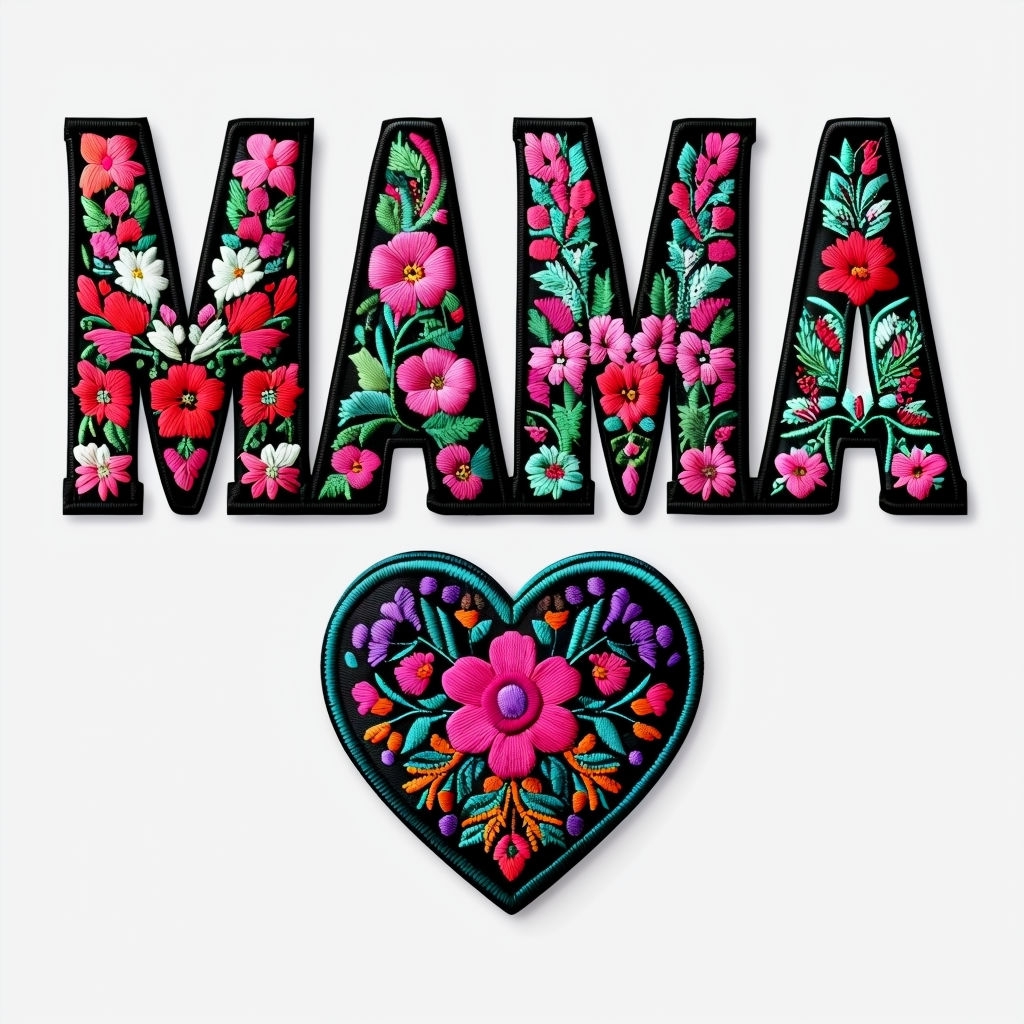 Floral Embroidered MAMA Design for Mother's Day T-shirt