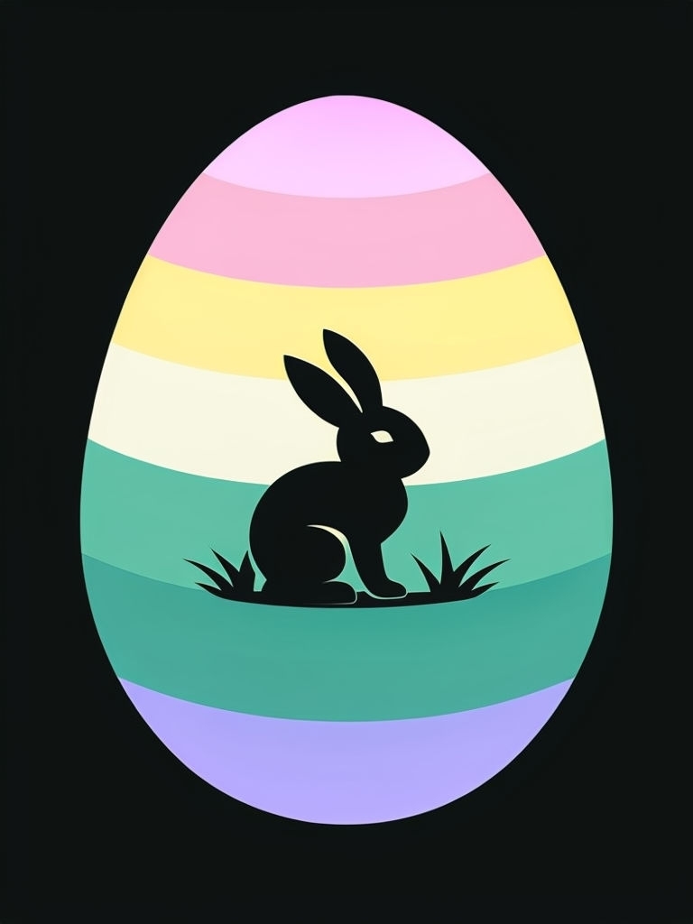 Pastel Easter Egg with Silhouette Rabbit Minimalist T-Shirt