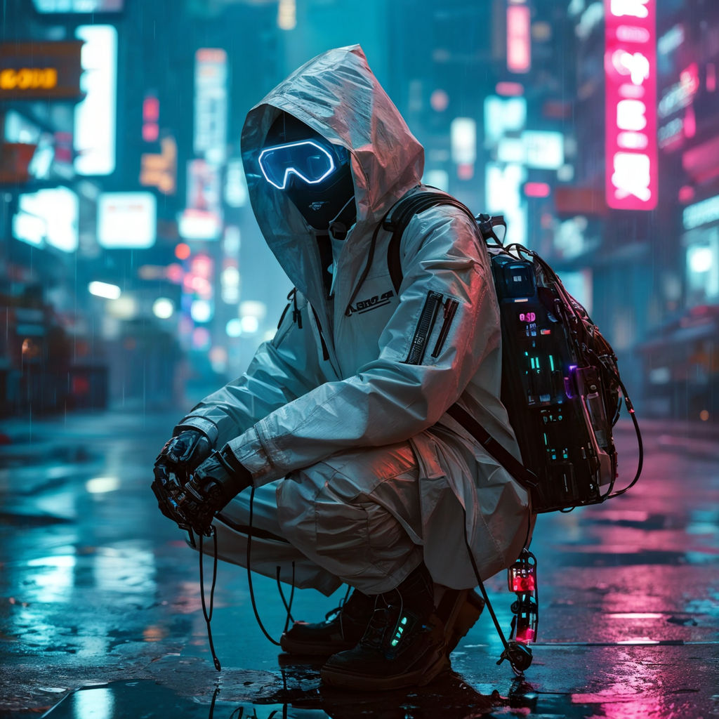 Cyberpunk Wanderer Poised On Megacity Edge By Stony Haze Playground