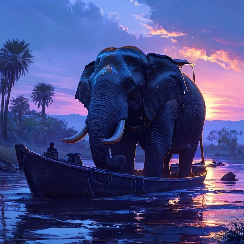 elephant on boat - Playground